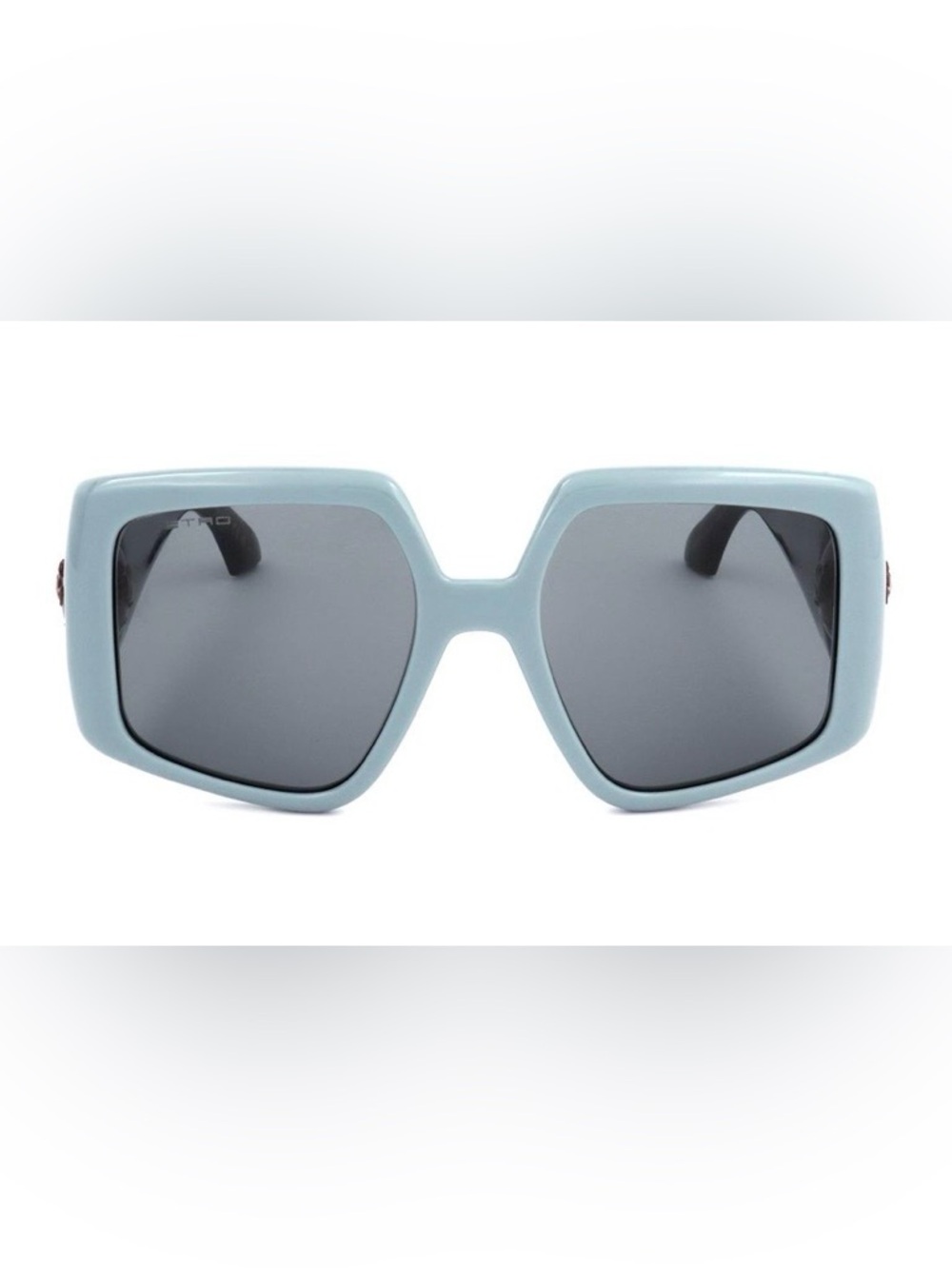 Etro Oversized Square Sunglasses in Light Blue & Black with Dark Gray Lenses